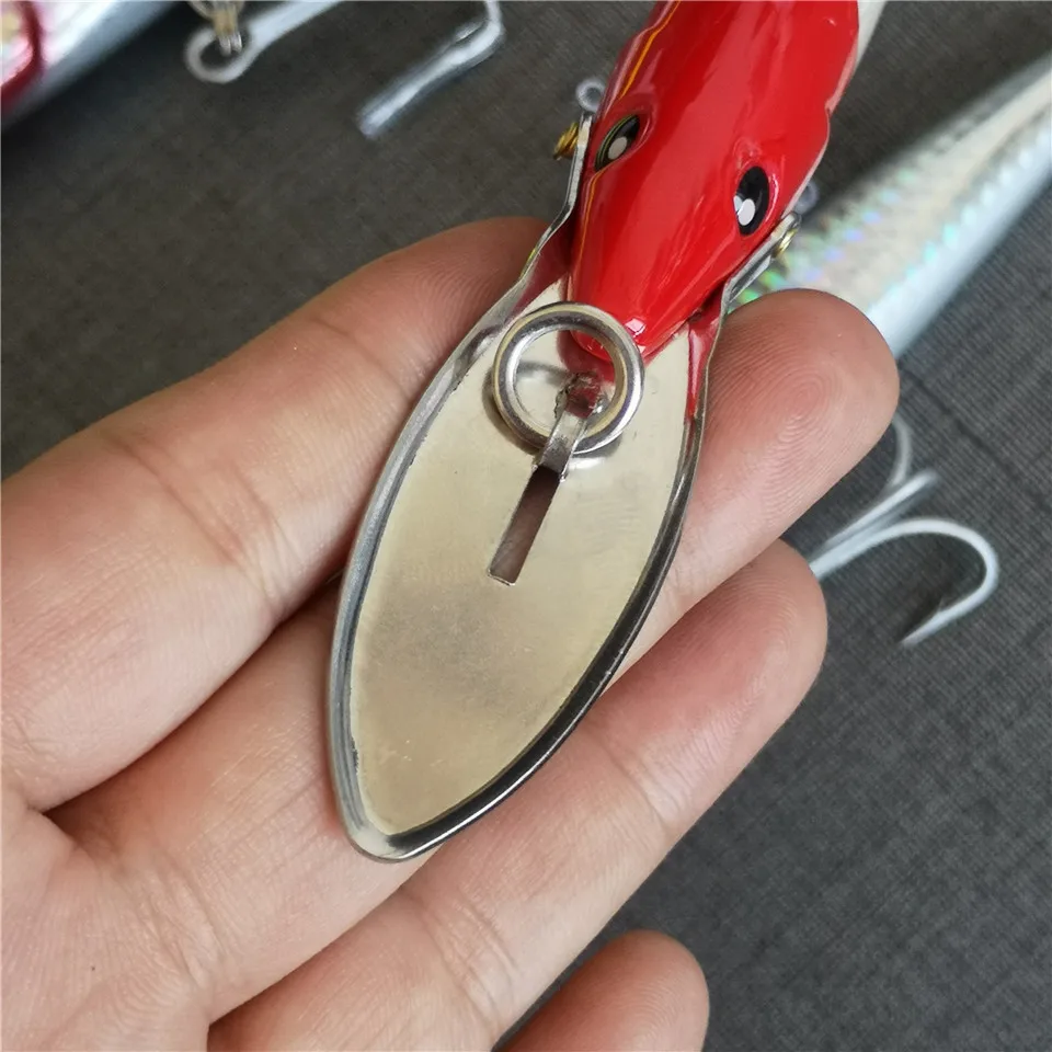 Swolfy 2 TEILE/LOS Trolling Thunfisch Angeln Lockt 32,5g/13cm Minnow Lockt Metall Zunge Schwimm Köder Angelgerät – Detail 9