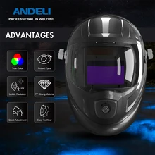 ANDELI DIN16 ADL-MA900VL-E automatyczne przyciemnianie do spawania MIG TIG spawanie MAG maska/kask spawalniczy do spawarki