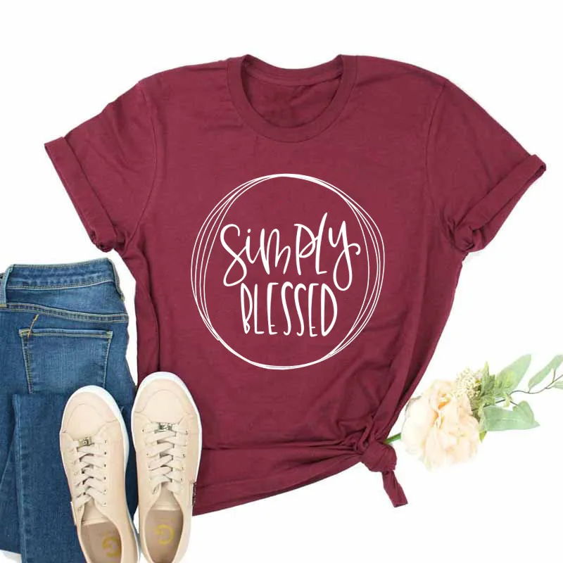 Simply-Blessed-T-Shirt-Blessed-Mom-Christian-Tee-Unisex-Jesus-Blessed-Bible-Slogan-Shirt-Funny-Gift