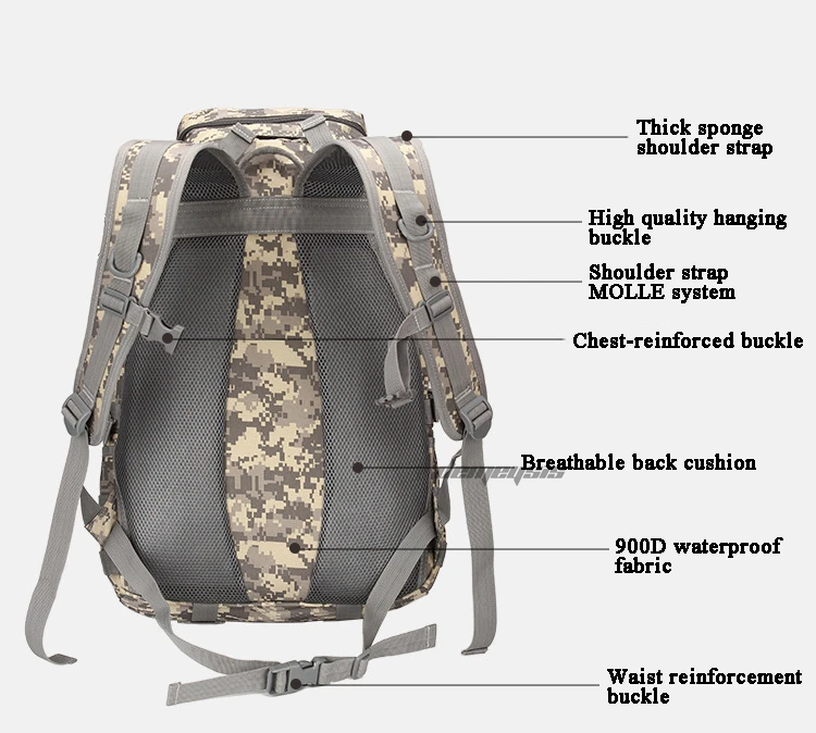 Тактический Рюкзак Molle system прочный походный альпинистский охотничий рюкзак большой емкости боевой походный рюкзак