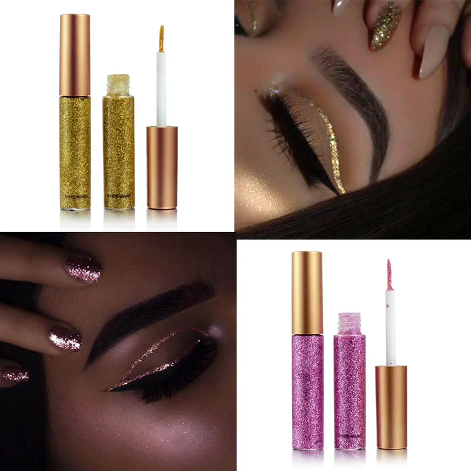 

HANDAIYAN Glitter Liquid Neon Eyeshadow Diamond Eyeliner Sparkle Sequins Powder Eye Makeup Gold Rose Red Beauty Cosmetics Tools