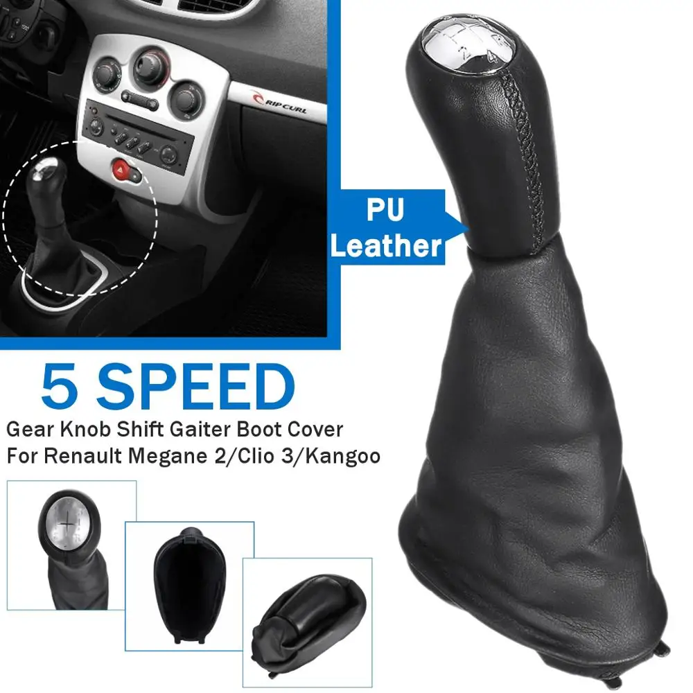 Ручка переключения рулевого механизма автомобиля для Renault Clio II III 2/3 Megane II 2 Scenic II 2 Kangoo 2009 матовый блесек для губ Кепки с Пылезащитный чехол из искусственной кожи - Название цвета: 5 speed gloss a1
