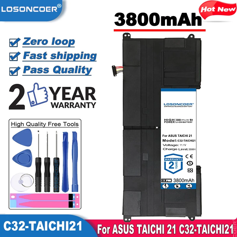 LOSONCOER 0 цикла 100% новый 3800 мА/ч C32-TAICHI21 Аккумулятор для ноутбука ASUS Ultrabook TAICHI21