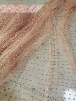 

Latest French Lace Fabric 2018 High Quality Peach Wedding African Lace Fabric with Beads 3d Lace Fabric for Nigerian Lace
