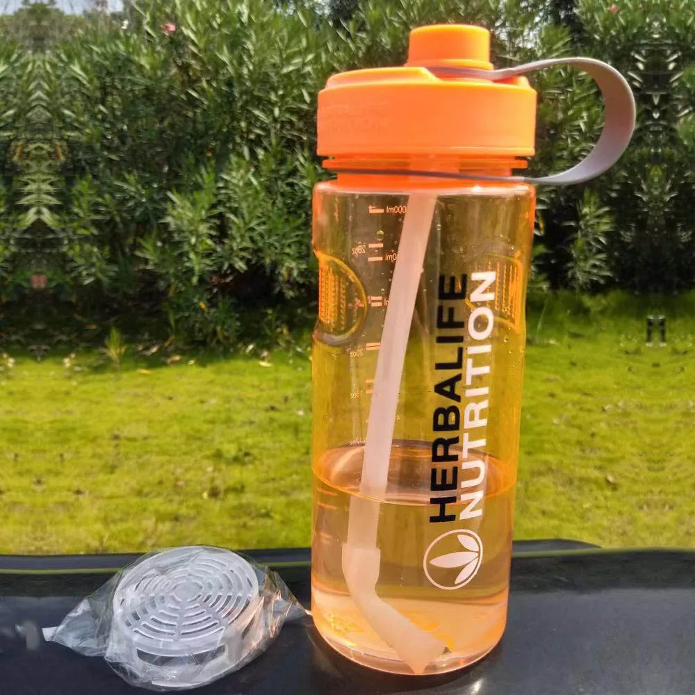 Facotry 1000 мл 6 цветов фиолетовые синие добавки herbalife переносная космическая бутылка пользовательский спортивный шейкер соломенная бутылка для воды