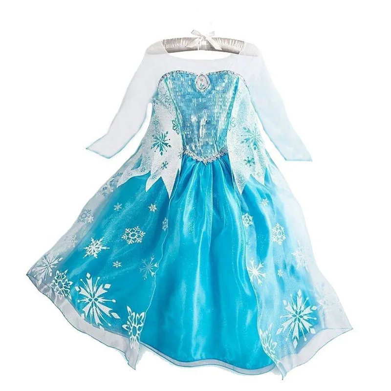 New Elsa 2 Dress Girls Princess Dresses Halloween Cosplay Costume Winter Long Sleeve Anna Elza Costume for Kids Girl Vestidos - Цвет: only dress 12