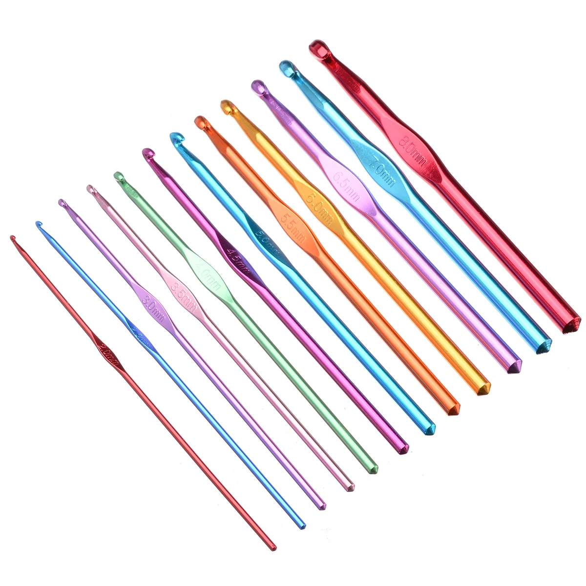 14pcs/set New Aluminum Crochet Needles Multi Color Crochet Hooks Set for Weaving Knitting Sewing Yarn Sweaters Scarfs Tools 15cm