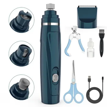 

2 IN 1 Pets Clippers Nail Grinding & Hair Trimmer Electric Nail Polisher With Nail Scissors USB Charging For S/M Dogs And Cats M