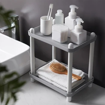 

New Nordic Style Kitchen Double-layer Supplies Food Storage Holders Racks Stroller Book Shelf for Living Room Bathroom Supply
