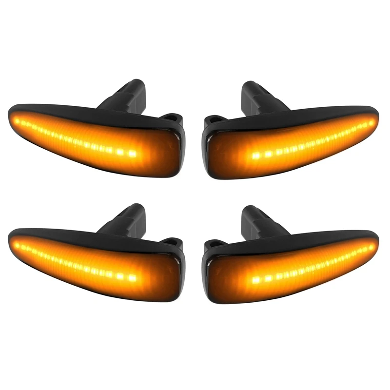 2X Smoked Lens Amber Full LED Dynamic Front Side Marker Lights for Mitsubishi Lancer Evo X