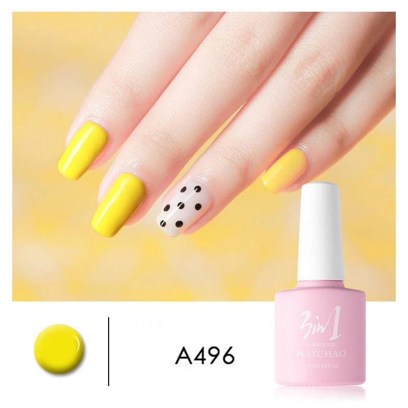 A496 MAYCHAO 36colors 3 in 1 Gel Nail Polish UV LED Gel Varnish Soak Off Nail Lacquer For Autumn Winter Long-lasting - Цвет: A496