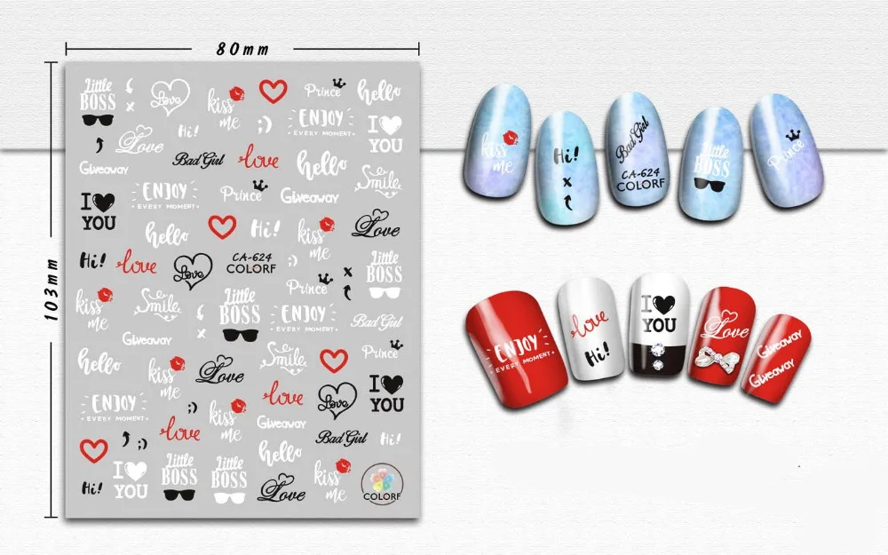 Стикер для ногтей 3D дизайн ногтей слайдер Фольга для татуажа, чем сердце письмо дизайн украшения Маникюр Советы Клей Наклейки Обертывания Pegatinas