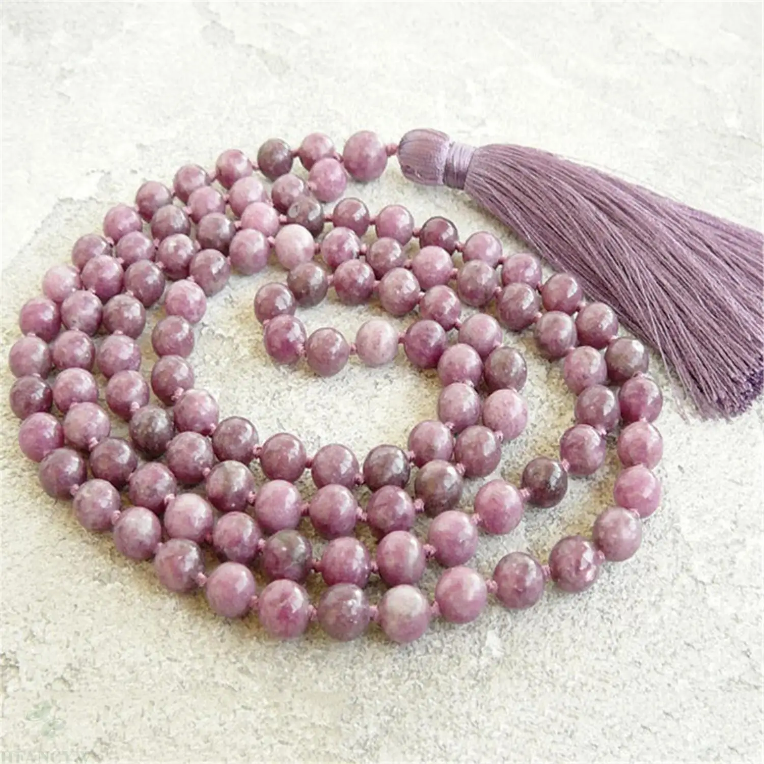 

6mm Lepidolite 108 Beads Handmade Tassel Necklace Meditation Reiki Ruyi Spirituality Wristband Yoga Accessories Pray