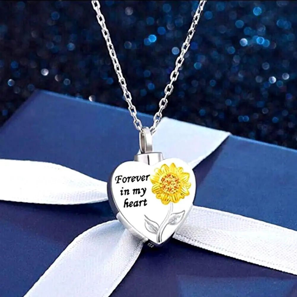 Unisex Sunflower Forever in My Heart Pendant Chain Necklace Memorial-Jewelry Charm Statement Jewelry clavicle chain | Украшения и