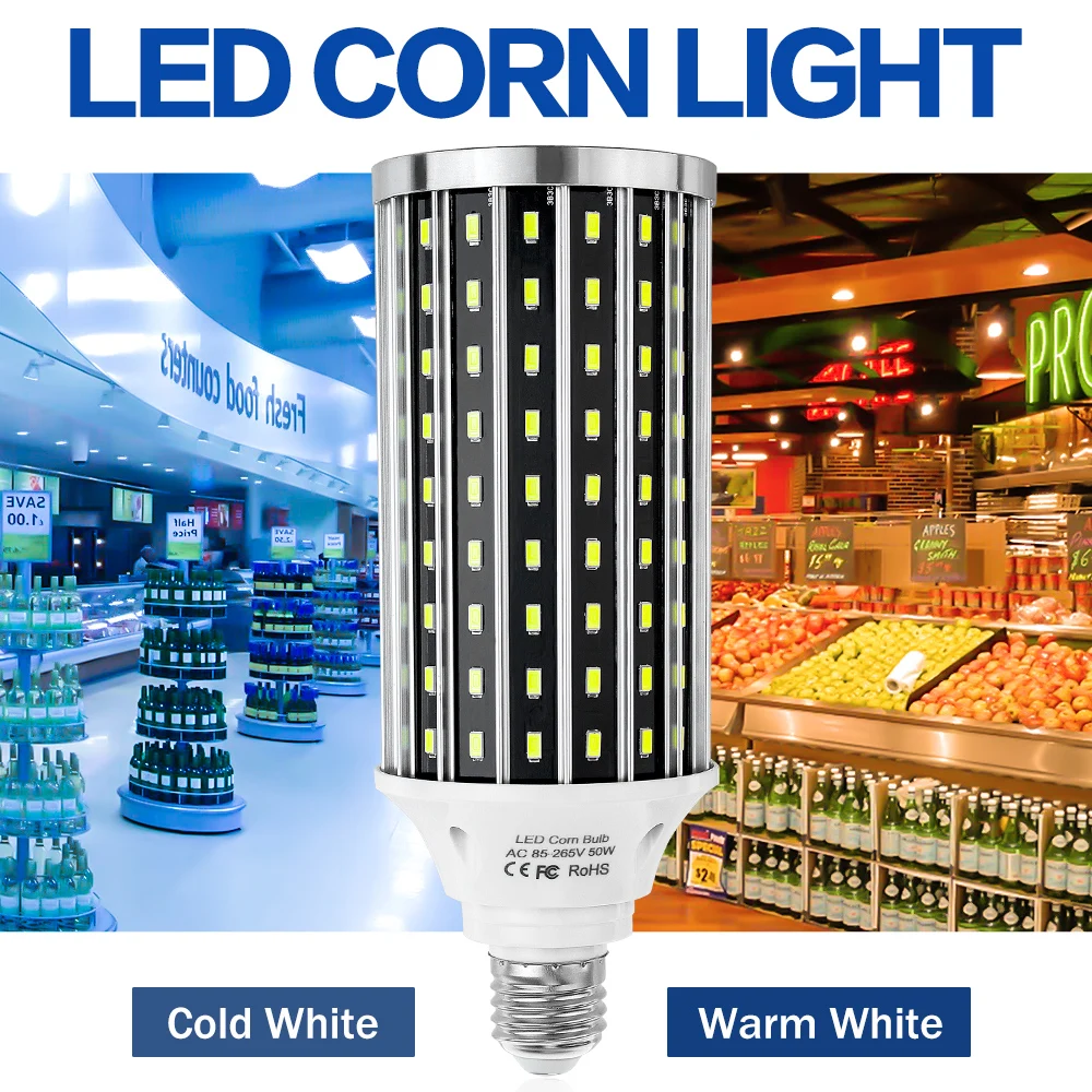 

E27 Led Lamp 50W Corn Light Led Super Bright Workshop Warehouse Lighting Led E26 Factory Ampoule AC 85-265V 5730 SMD Lights Bulb