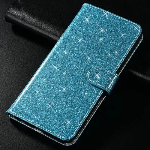 Роскошный флип-чехол для телефона samsung Galaxy A6 A8 J4 J6 Plus A6+ J6+ J4+ A8+ чехол-подставка Магнитная Обложка для книги - Цвет: Glitter- Blue