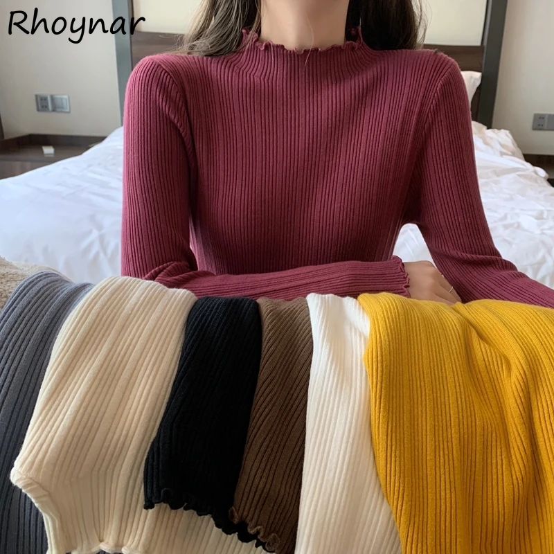 

Pullovers Women Inside Long Sleeve Sweaters Female Solid Elegant Tender Vintage Autumn Winter Cozy Feminino Preppy Ulzzang Ins