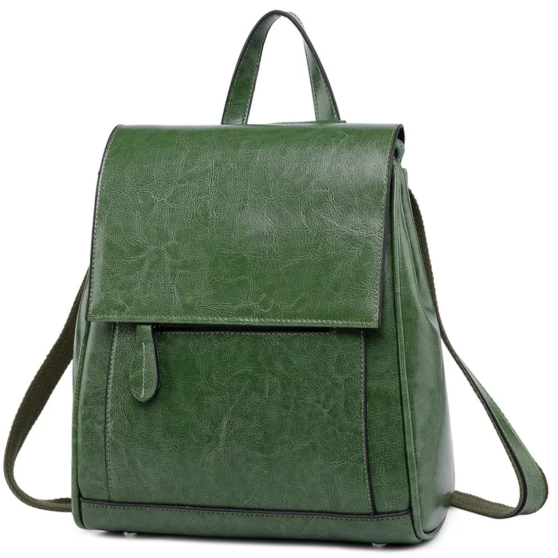 

Genuine Leather School Bags For Teenage Girls Women Backpack Back Pack College Style Bagpack Vintage Student Schoolbag Retro