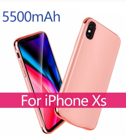 Высокая емкость 5500 mAh/6000 mAh батарея зарядное устройство чехол для iPhone X XS банк питания резервного копирования зарядное устройство чехол для iPhone X R XS max - Цвет: For iPhone XS Rosy