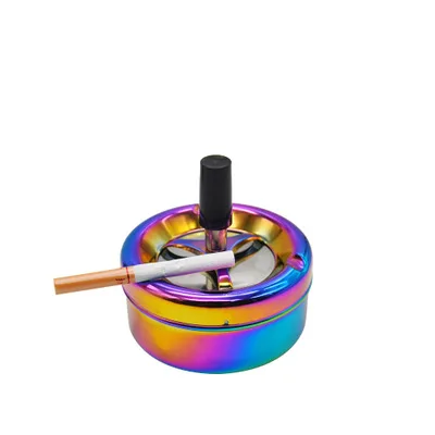 

Rainbow Colorful Rund Spinning Ashtray Partable Stainless Steel Household Smoke Time Cigarette Tobacco Herb Grinder Tray