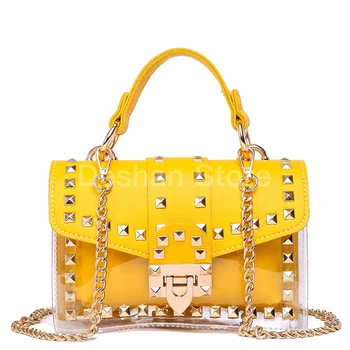 

2020 Design Luxury Clear PVC Jelly Small Totes Transparent Bag WomenMessenger Bags Female Crossbody Shoulder Bags Yellow 1225