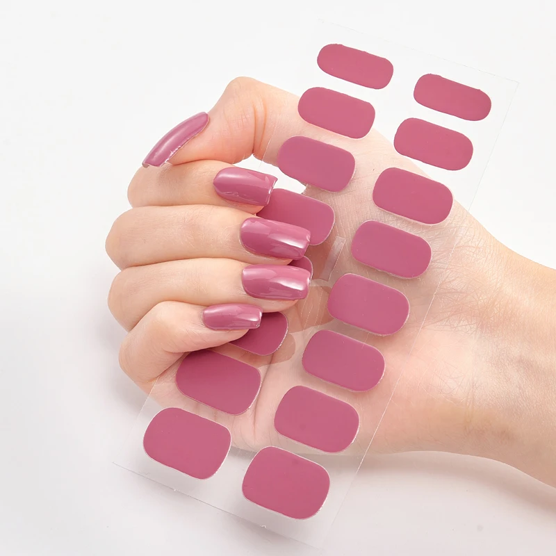 

16 Tips/Sheet Manicure Decoracion Pure Solid Color Sticker For Nails Decals Plain Stickers Full Cover Nail Stickers Adesivos