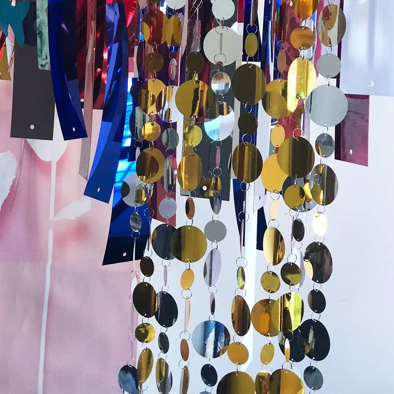 Свадебное потолочное украшение двустороннее зеркало блестки бисерные занавески