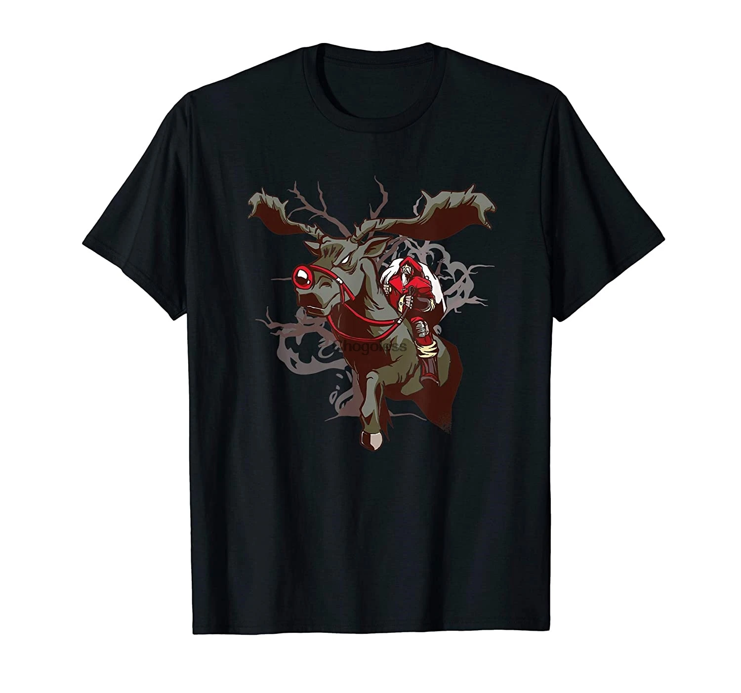 Santa Riding Reindeer Hail Goth Christmas T-Shirt |