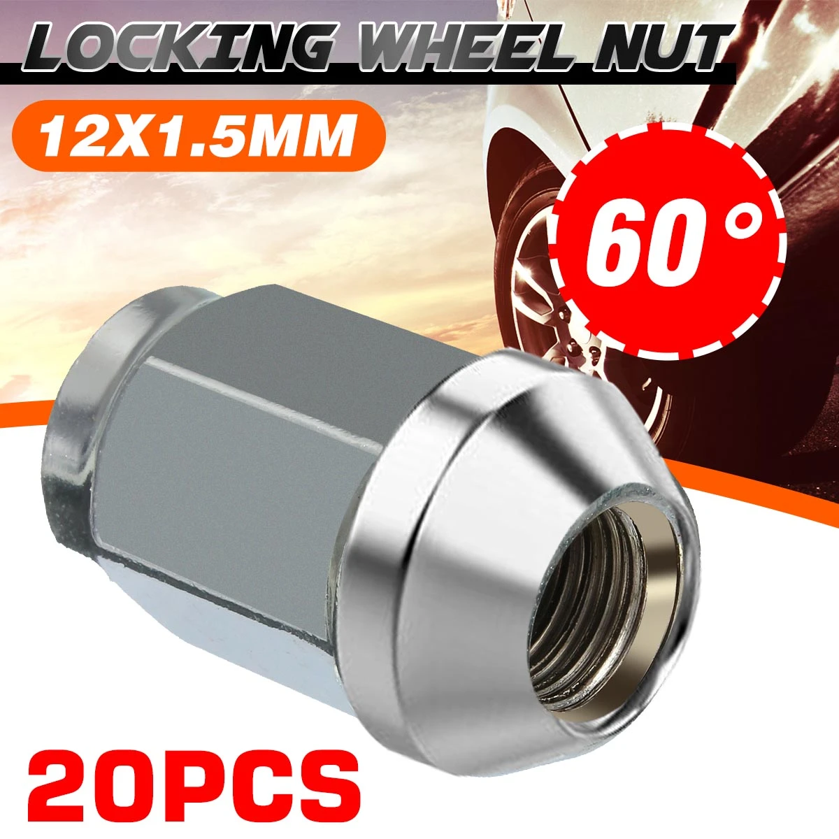 19mm Hex M12 x 1.5 Taper seat x 24 Car wheel closed nut nuts lugs bolts