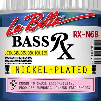 

Rx-n6b Rx-nickel strings for 6 string bass guitar, Nickel Plated, 30-125, La Bella