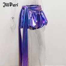 JillPeri, сексуальные блестящие шорты-фонарики с длинным рукавом, Модные Цветные Ультра короткие шорты для ночного клуба, вечерние шорты знаменитостей