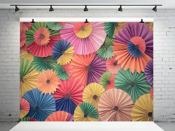 ブルー紙花第一誕生日写真の背景ポリエステルまたはビニール布高品質コンピュータ印刷の背景