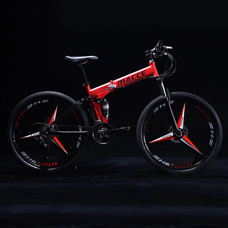 24Inch Folding Mountain Bicycle 21Speed Double Shock Absorption OffRoad Variable Speed Top editio Adult Student One-Wheeled Bike