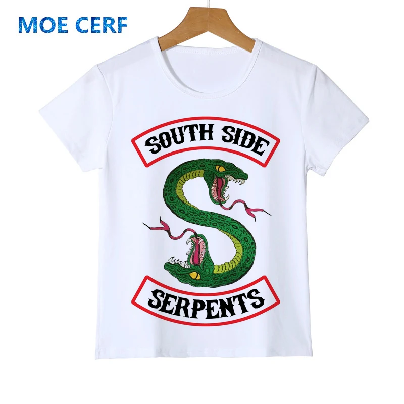 Ривердейл для мальчиков и девочек детская футболка "South Side serpents" off white детские забавные аниме футболка с короткими рукавами для подростков футболки уличной Y13-2 - Color: 1