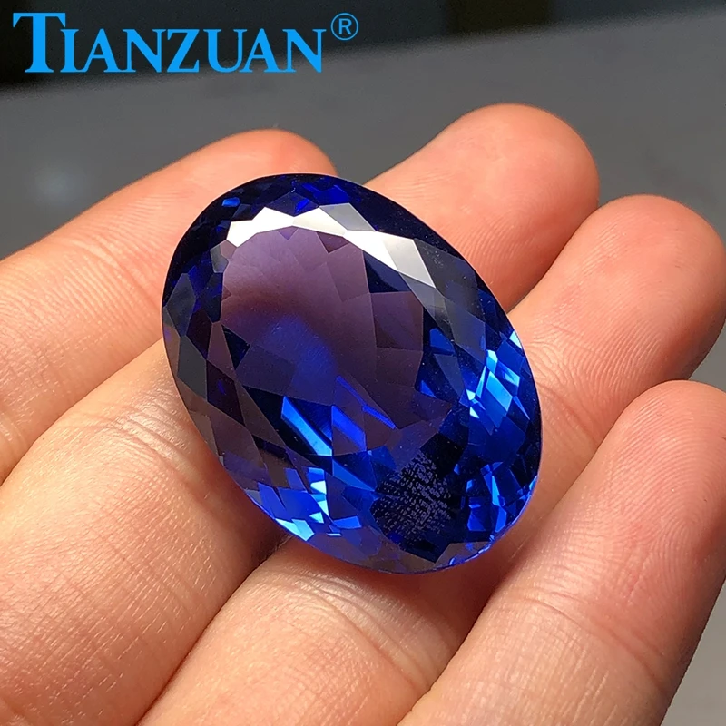 93 8 ct 24*34 мм синий цвет овальной формы лаборатория создан сапфировый камень