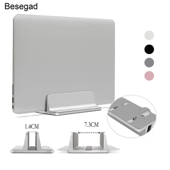 

Besegad Aluminium Adjustable Vertical Laptop Stand Desktop Holder Mount Suporte Support for MacBook Pro / Air Notebook Accessory