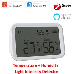 Tuya – capteur intelligent Zigbee Alexa, capteur de température et d'humidité, intensité de la lumière, hygromètre, thermomètre avec écran LCD, affichage avec application 