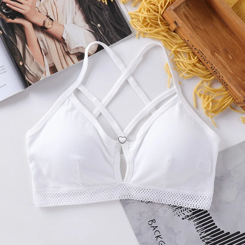 Bra V Dalam Seksi Untuk Wanita Bra Bebas Kawat Atasan Bra Katun Pakaian 