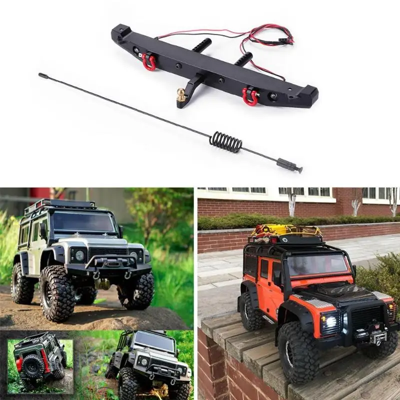 

Anti-collision Metal Rear Bumper Remote Control Trailer Tailhook 2 LED Light for RC Crawler Car Accessories