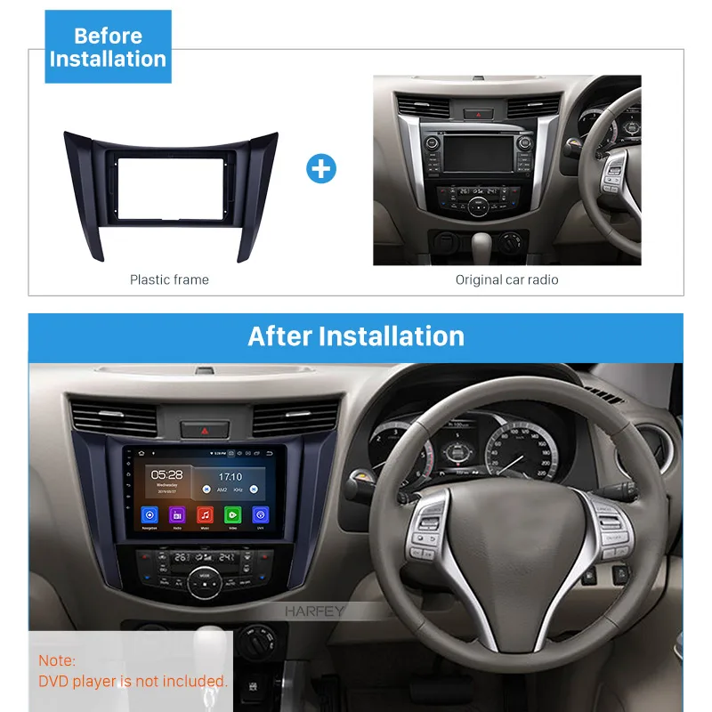 Harfey двойной Din 9 дюймов Авто Радио Рамка для+ Nissan Navara/NP300/Frontier фасции рамка Даш монтажный комплект отделка панели без зазора