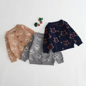 

Spring And Autumn Style 3-6-9 Baby Cardigan Sweater Jacket Knitted Pure Cotton Sweater Kids Boy Sweater Cardigan