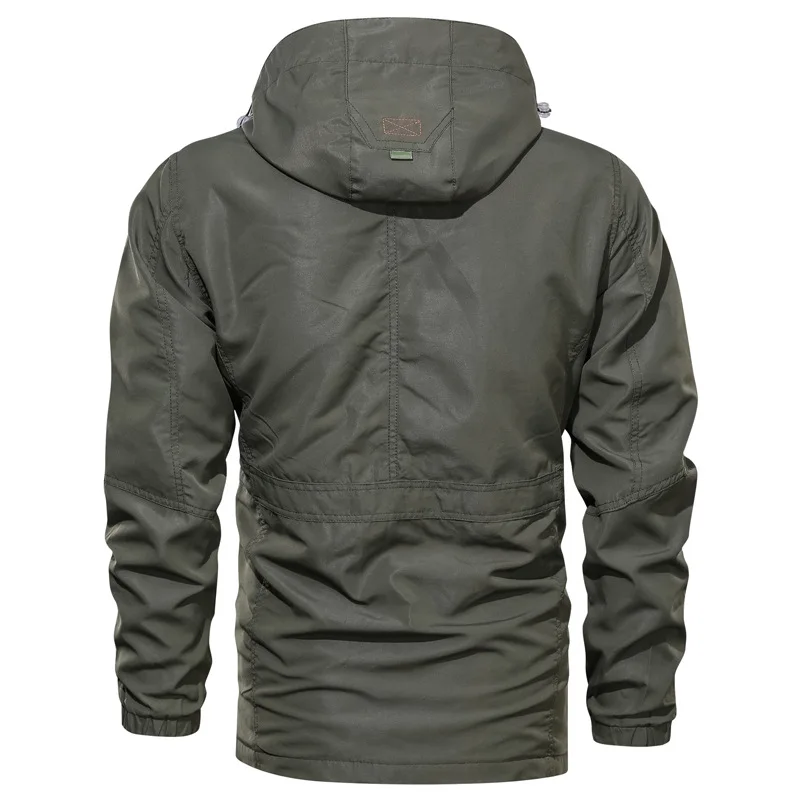 AliExpress Мужская штурмовая куртка средней длины, повседневное пальто с капюшоном большого размера, мужская куртка на весну и осень 086