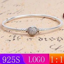LISM [ ] Зимний 1: 1 Серебряный браслет с пряжкой в форме сердца паве модный подарок для дам 925 Серебро DIY оригинальные ювелирные изделия