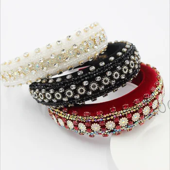 

Exaggerated sponge crystal diamond gemstone hairbands ladies prom headband catwalk travel gift hair accessories headdress