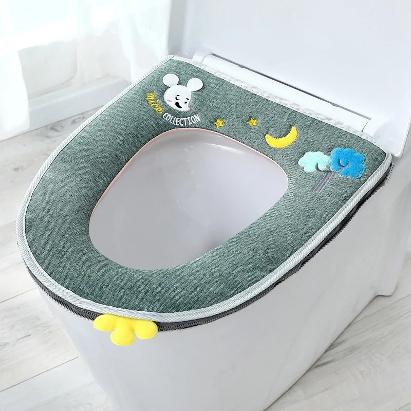 

Toilet Seat Cushion Zipper Type Four Seasons Universal Waterproof Cute Thickening Plus Velvet Toilet Toilet Cushion