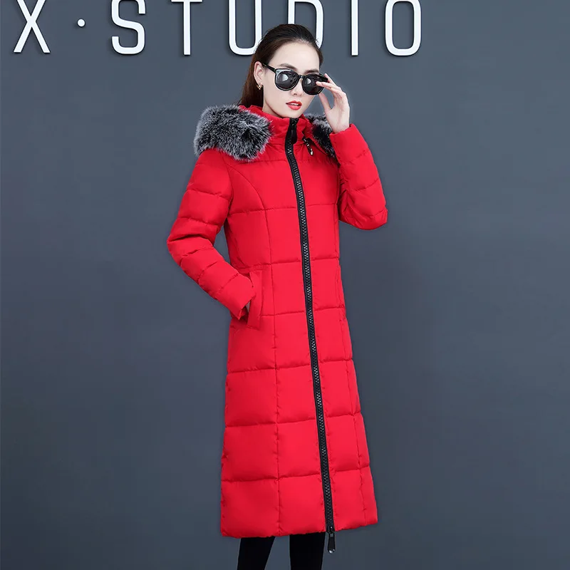 

2019 China Gedi Love New Style Winter WOMEN'S Dress Korean-style Cotton-padded Clothes X-long Thick Cotton Coat Women's over-the