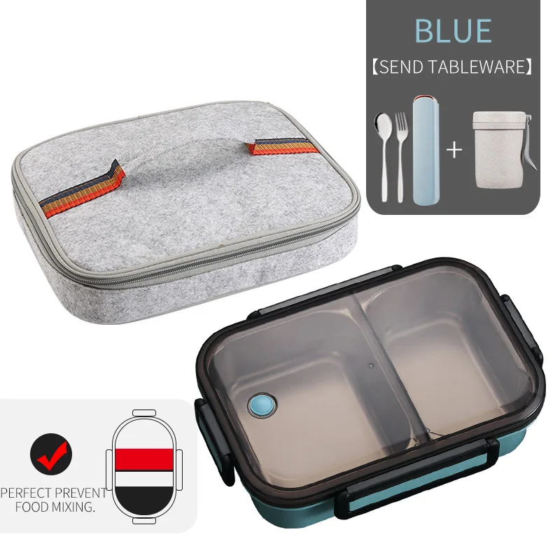 A Blue Bag Cup Set WORTHBUY японский Ланч-бокс для детей школы 304 из нержавеющей стали бенто Ланч-бокс герметичный контейнер для еды детская коробка для еды - Цвет: A Blue Bag Cup Set