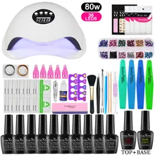 Набор для ногтей 36/48/80W УФ-лампа сушильная машина с 10 шт. лак для ногтей Гель-лак био-Гели Soak Off Маникюр продукты прочного набор гель-лаков для ногтей комплект