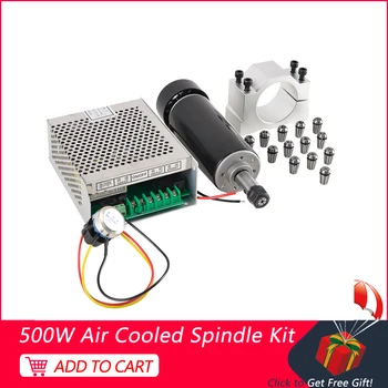 

CNC Spindle 500W Air Cooled Spindle Router 110V/220V Adjustable Mach3 Power Supply 52MM Clamp 13PCS ER11 Collet For Mahince Tool