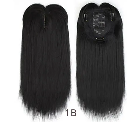 14 дюймов прямые волосы синтетические светлые волосы с челкой для женщин клип-в один кусок наращивание волос высокотемпературное волокно - Цвет: Natural black